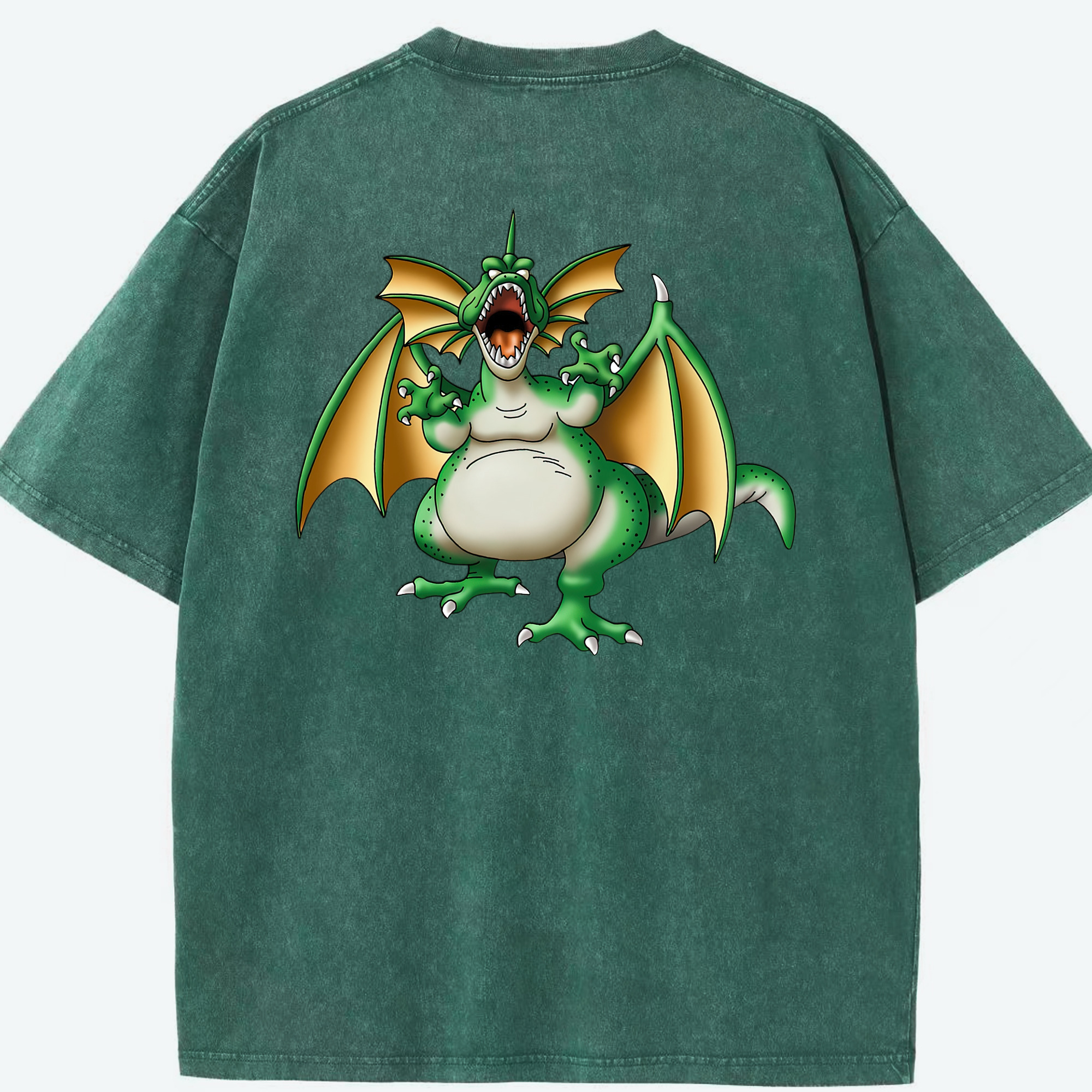 （画像用） ドラゴンクエスト Doragon Kuesuto Dragon Quest 綿100% ヴィンテージ風 半袖Tシャツ（背面プリント）